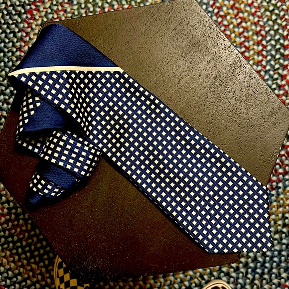 Vintage checkerboard Woolf Brothers woven polyester thick tie - Picture 1 of 6